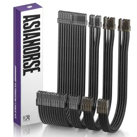 624807 Asiahorse 16awg Psu Cable Extension Kit Sleeved Custom Mod Gpu Bright Black