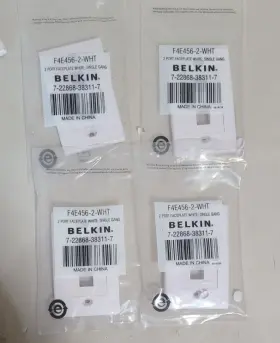 F4e456-2-wht Belkin Lot 4 F4e456-2-wh Faceplate 2 Port Single Gang. Ethernet Rj-45/8p8