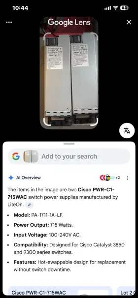 Cisco 818275238642 Power Supply Sold As Scrap Not Tested. In Lot Of 2 See Pictures