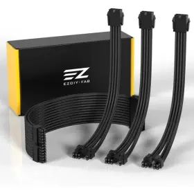 Ezdpi124-1 Ezdiy-fab Psu Cable Extension Sleeved Custom Mod Gpu Pc Power Supply Black