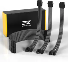 Ezdpi124-9 Ezdiy-fab Psu Extension Cable Sleeved Custom Mod Pc Power Supply Carbon