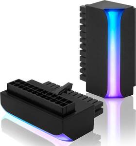 Ezdiy-fab Ezdpi161 Ezdiy-fab Atx 24-pin 90 Degree Power Connector 5v 3 Pin Argb Rainbow Black