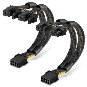 000777 J&d 2-pack Pcie 8 Pin To Dual 6 2 Power Adapter Cable 9 Inches