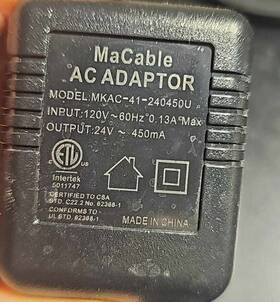 Macable Mkac-41-240450u Oem Aquasure Harmony Lite Water Softener Ac Adapter