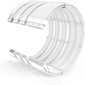 Smeozz 763534388487 16awg Psu Cable Extension Kit With Combs 1x24pin 4-pack White