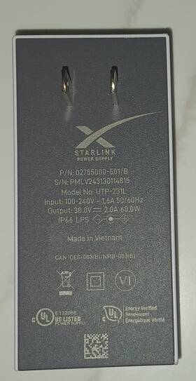 Starlink 02755000-501b Utp-231l Router Ac Power Adapter 120-240v
